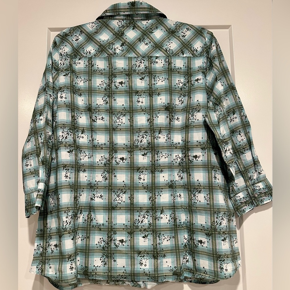 Krazy Kat Green and Blue Plaid Shirt